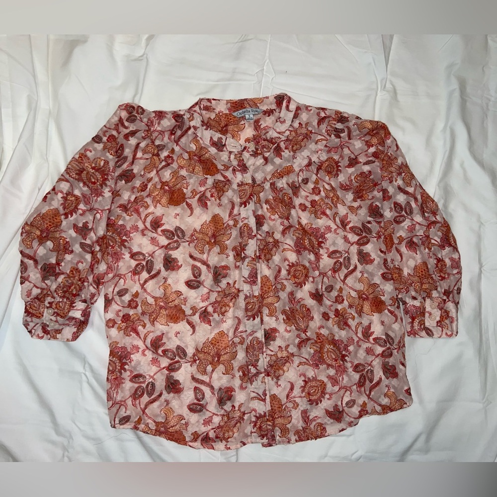 Ophelia Roe Floral Sheer Top Women’s size Small